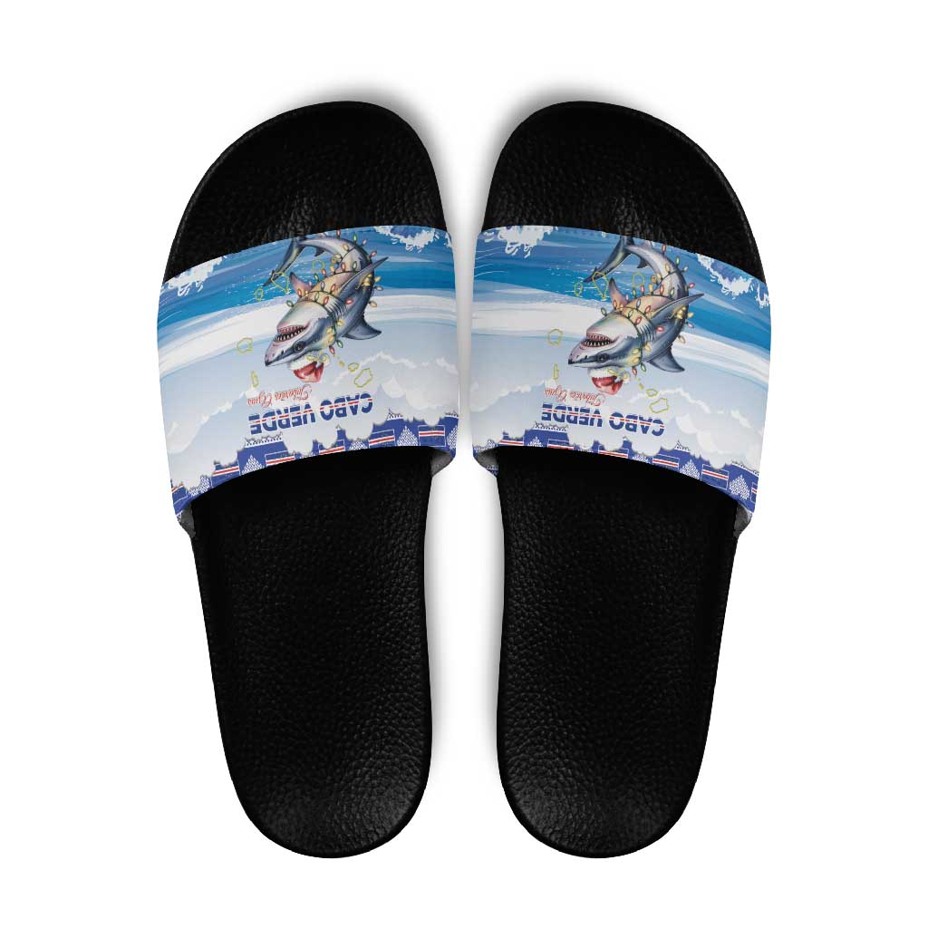 Cape Verde Football Christmas Slide Sandals Feliz Natal Tubaroes Azuis LT15