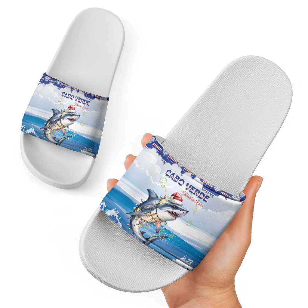 Cape Verde Football Christmas Slide Sandals Feliz Natal Tubaroes Azuis LT15
