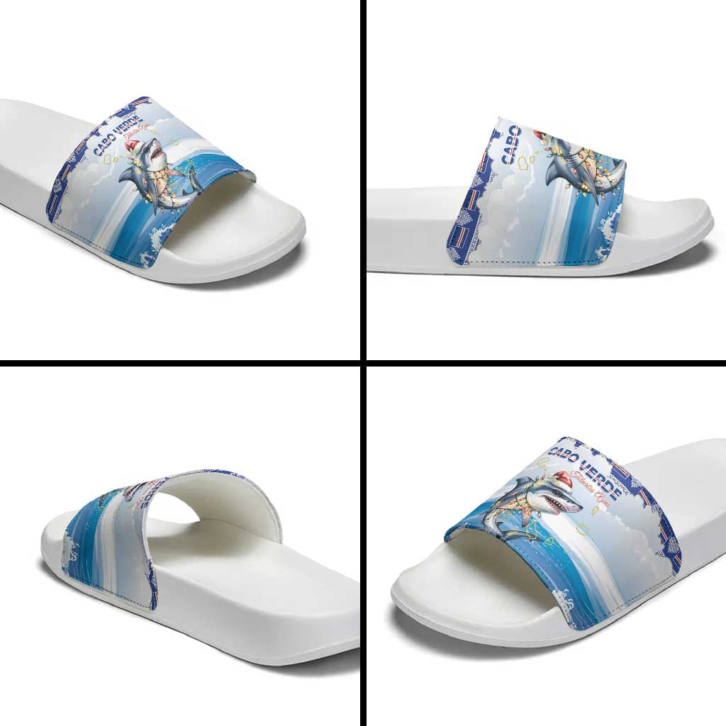 Cape Verde Football Christmas Slide Sandals Feliz Natal Tubaroes Azuis LT15