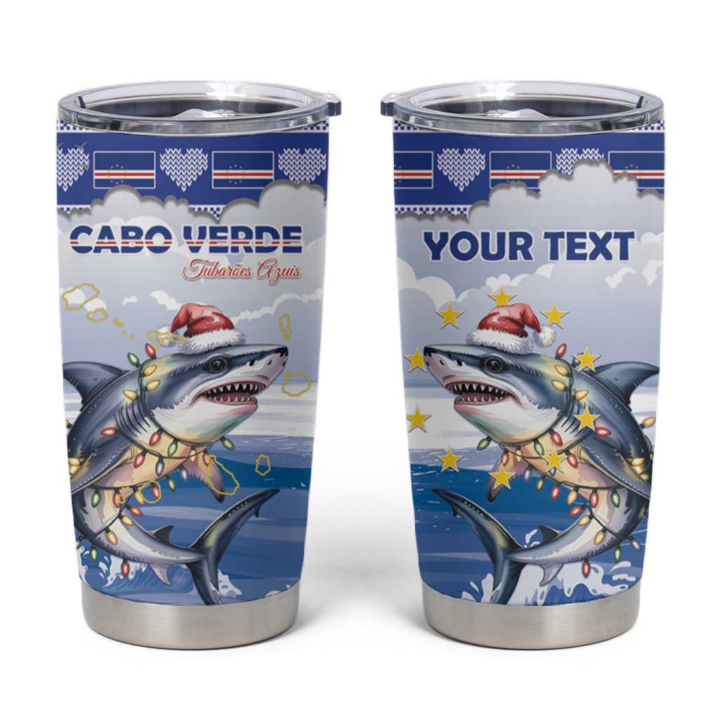 Afro Chirstmas Cabo Verde Football Personalized Tumbler Cup Allez Tubaroes Azuis LT15