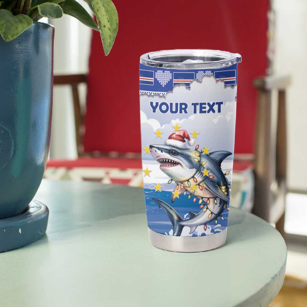 Afro Chirstmas Cabo Verde Football Personalized Tumbler Cup Allez Tubaroes Azuis LT15