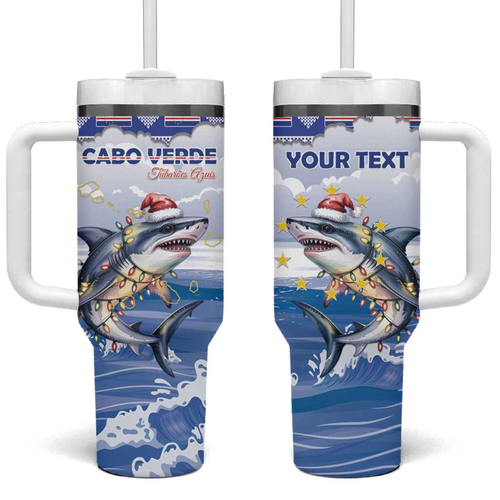 Afro Chirstmas Cabo Verde Football Personalized Tumbler With Handle Allez Tubaroes Azuis LT15