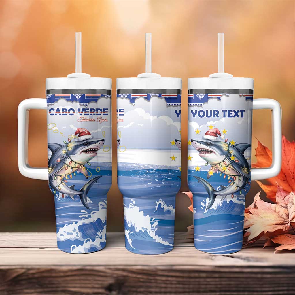 Afro Chirstmas Cabo Verde Football Personalized Tumbler With Handle Allez Tubaroes Azuis LT15