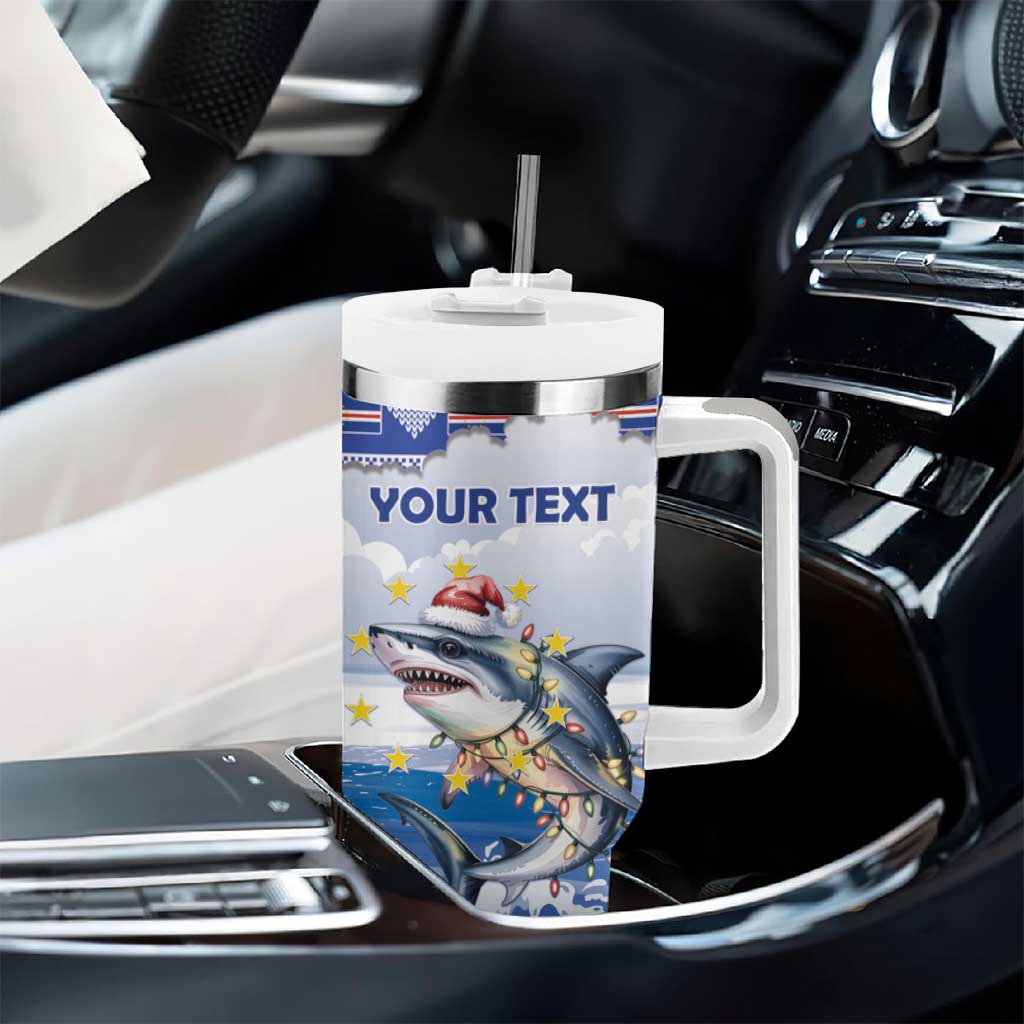 Afro Chirstmas Cabo Verde Football Personalized Tumbler With Handle Allez Tubaroes Azuis LT15