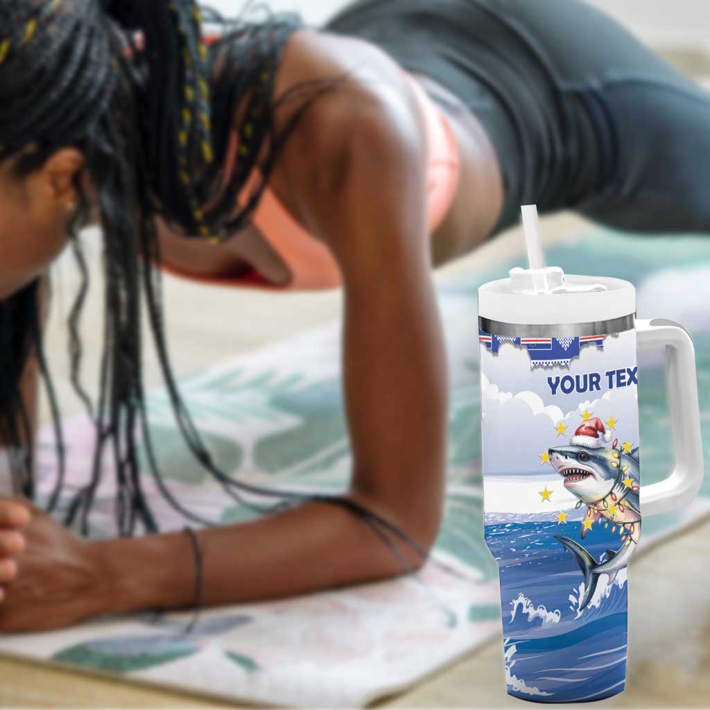 Afro Chirstmas Cabo Verde Football Personalized Tumbler With Handle Allez Tubaroes Azuis LT15