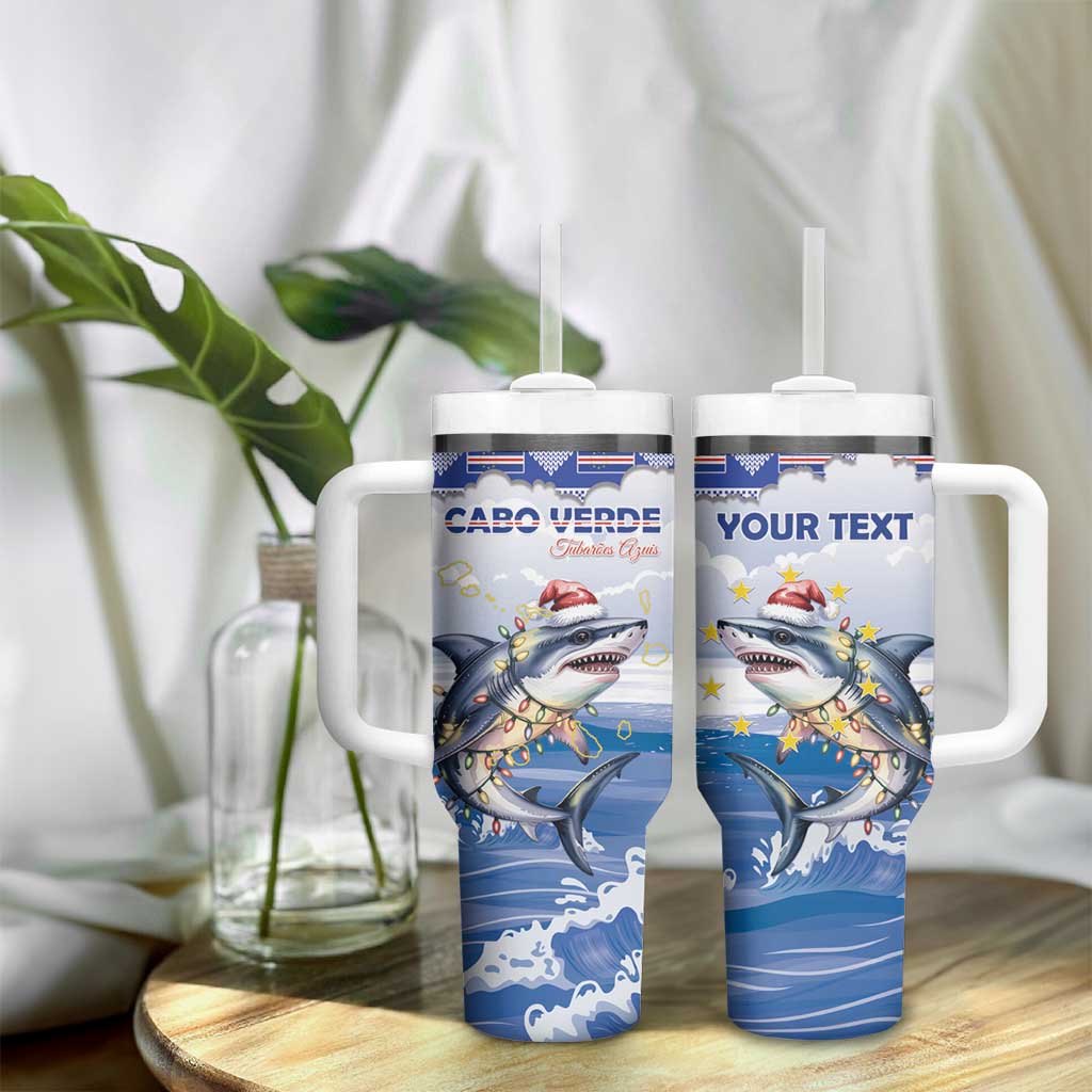 Afro Chirstmas Cabo Verde Football Personalized Tumbler With Handle Allez Tubaroes Azuis LT15