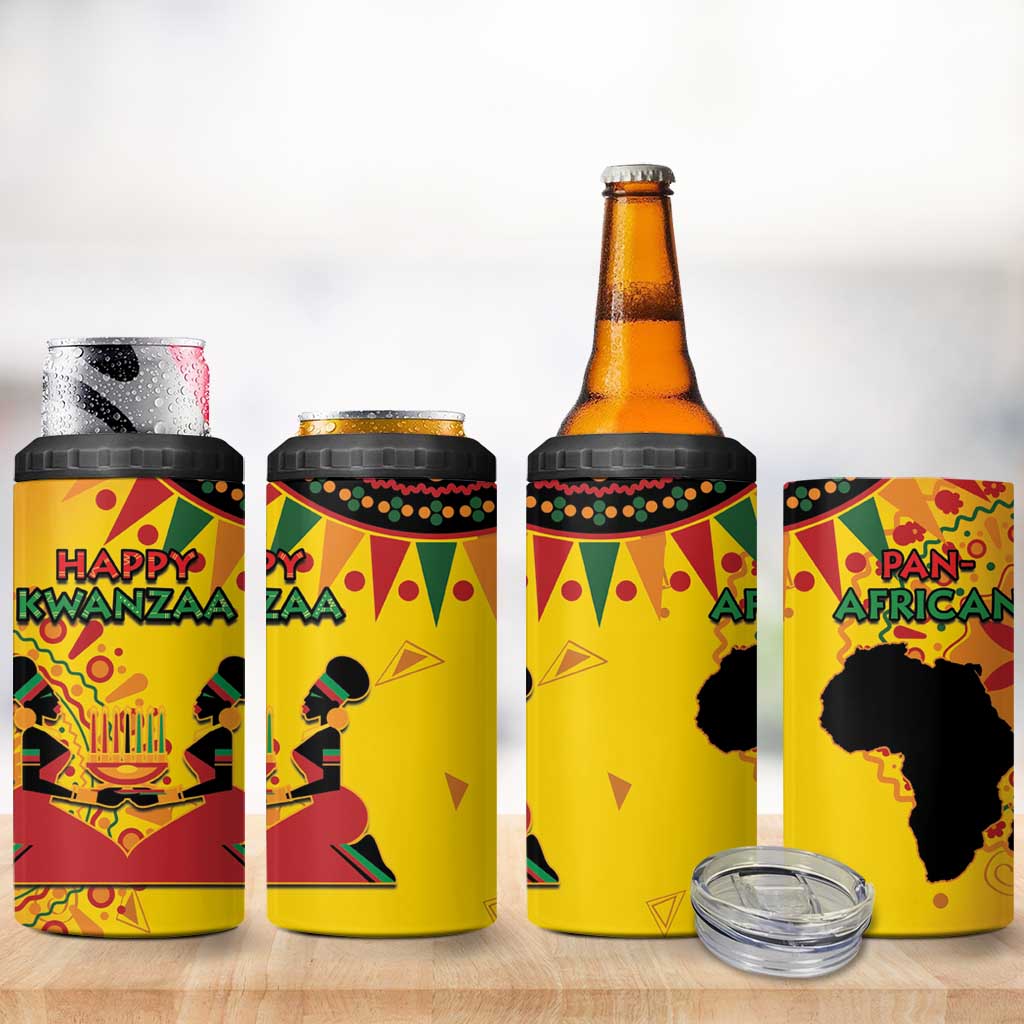 Afro-Americans Kwanzaa 4 in 1 Can Cooler Tumbler African Pattern LT15