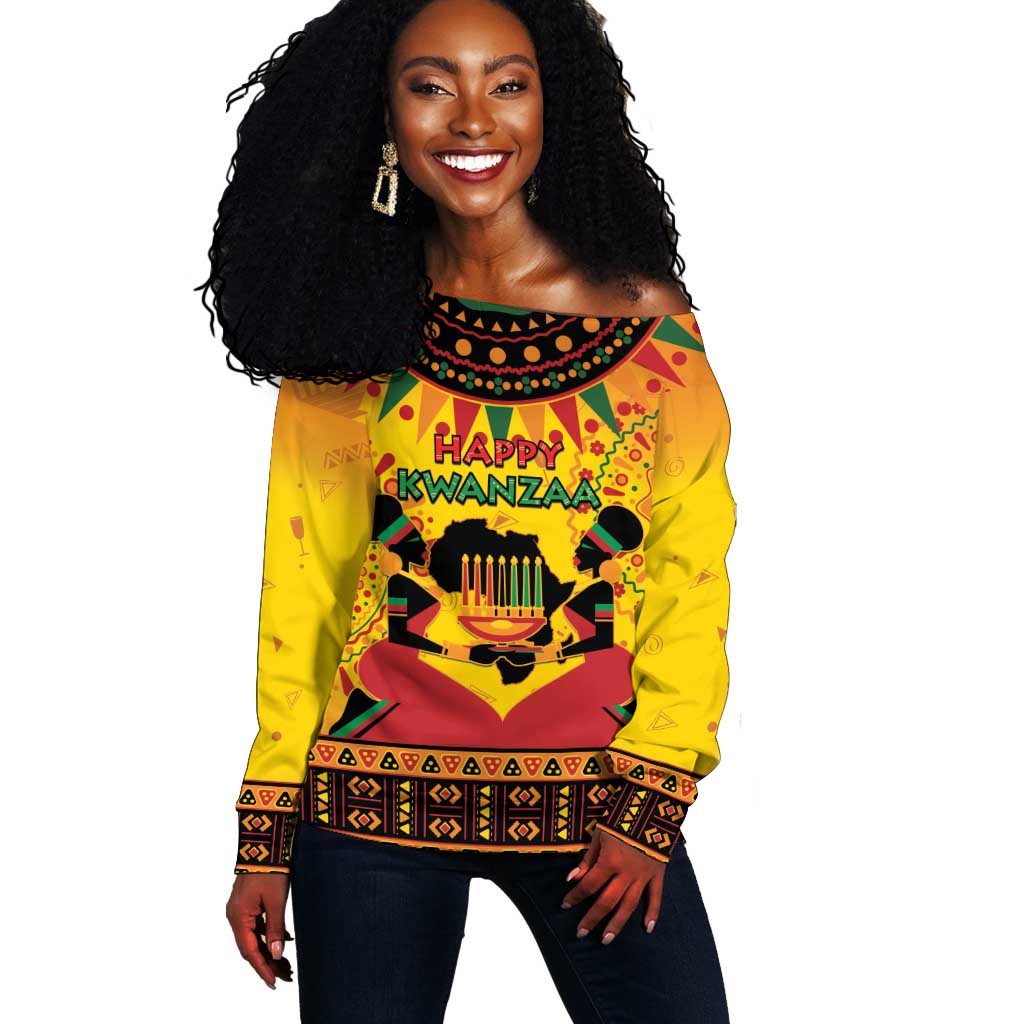 Afro-Americans Kwanzaa Off Shoulder Sweater African Pattern LT15