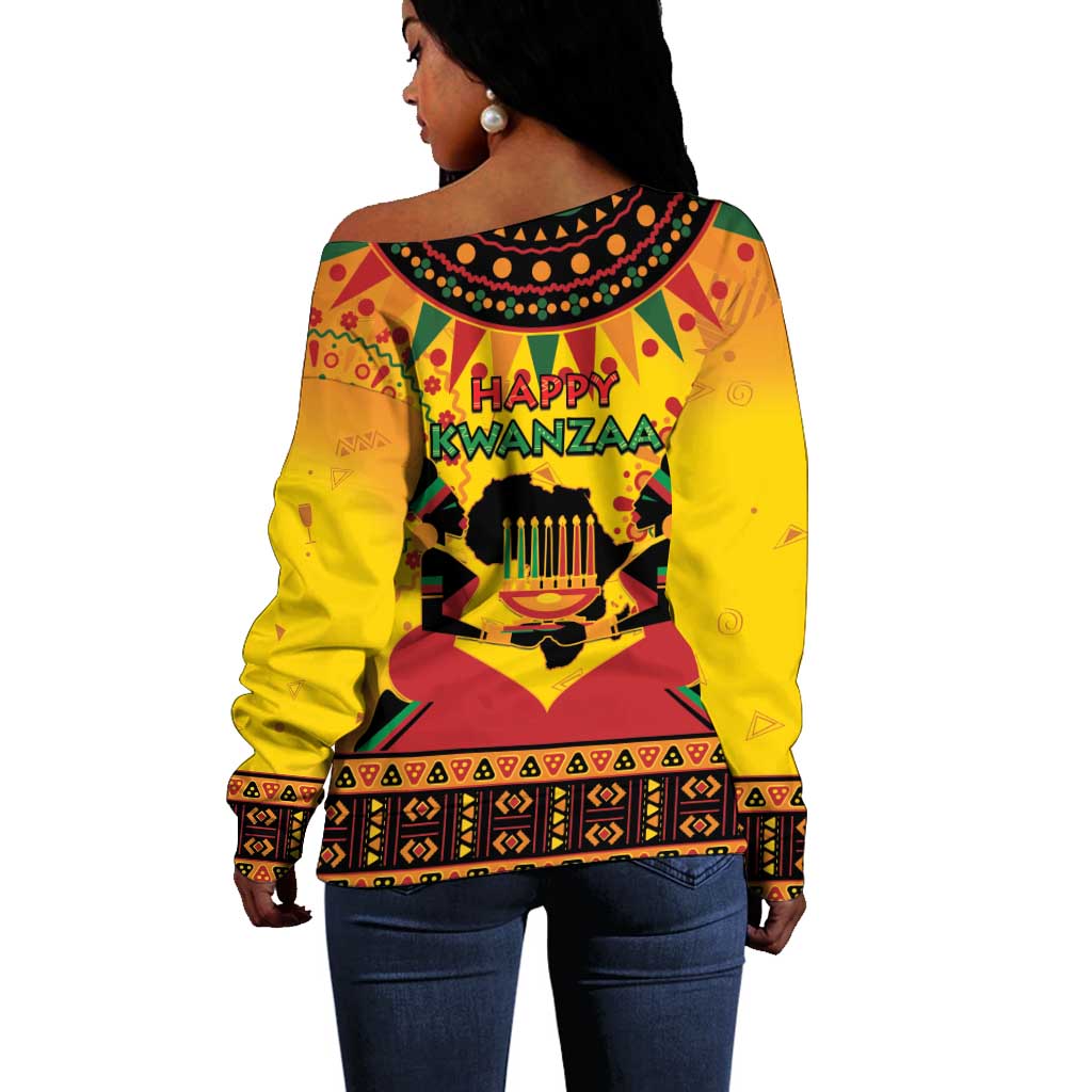 Afro-Americans Kwanzaa Off Shoulder Sweater African Pattern LT15