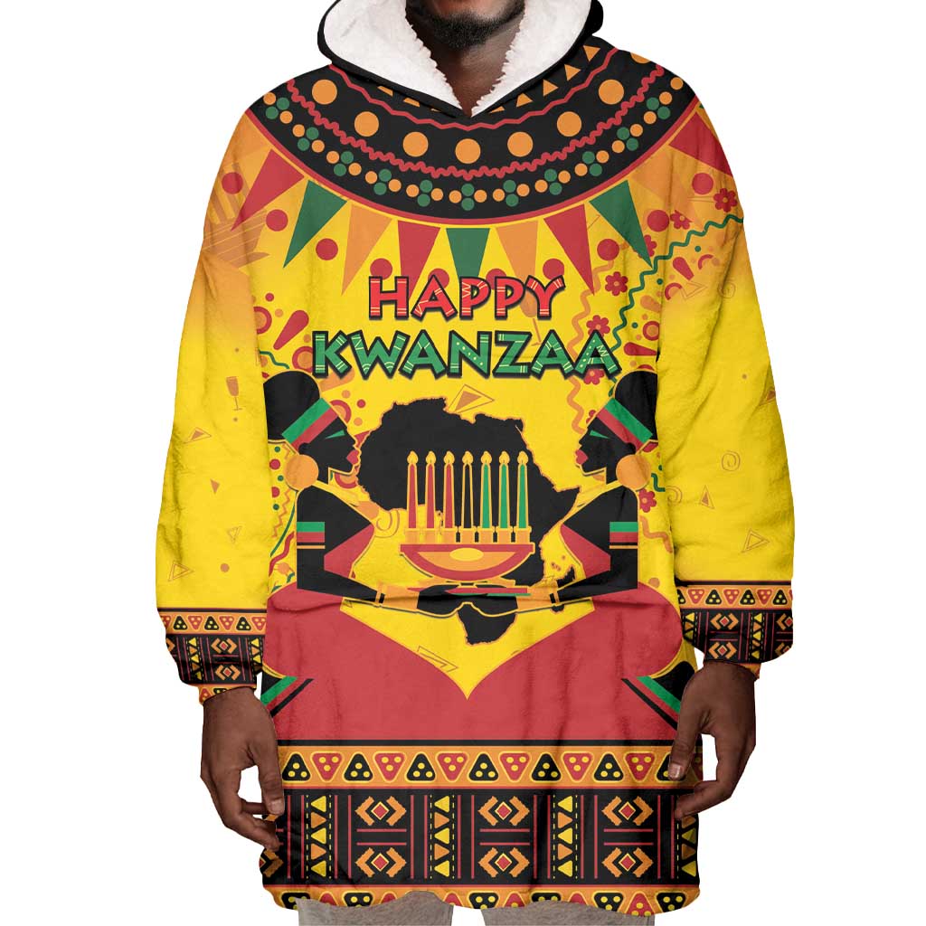 Afro-Americans Kwanzaa Wearable Blanket Hoodie African Pattern LT15