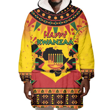 Afro-Americans Kwanzaa Wearable Blanket Hoodie African Pattern LT15