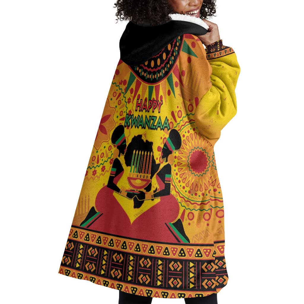 Afro-Americans Kwanzaa Wearable Blanket Hoodie African Pattern LT15