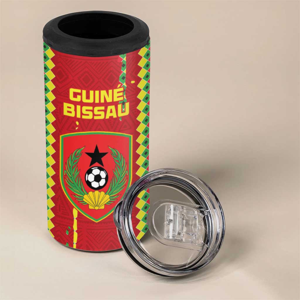 Custom Guinea Bissau Football 4 in 1 Can Cooler Tumbler Go Djurtus - African Pattern LT15