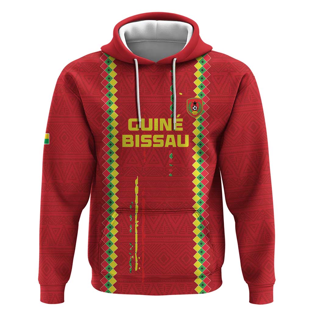 Custom Guinea Bissau Football Hoodie Go Djurtus - Red Ver LT15