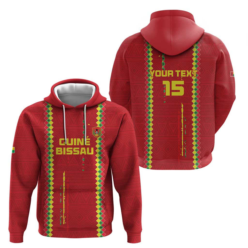 Custom Guinea Bissau Football Hoodie Go Djurtus - Red Ver LT15