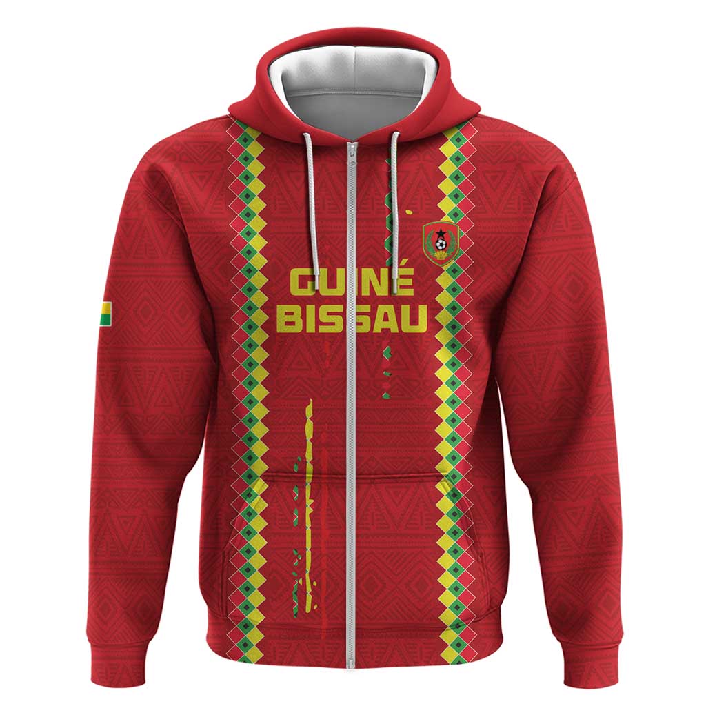Custom Guinea Bissau Football Hoodie Go Djurtus - Red Ver LT15