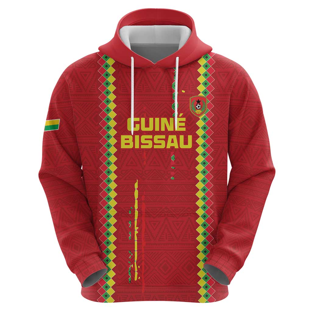 Custom Guinea Bissau Football Hoodie Go Djurtus - Red Ver LT15