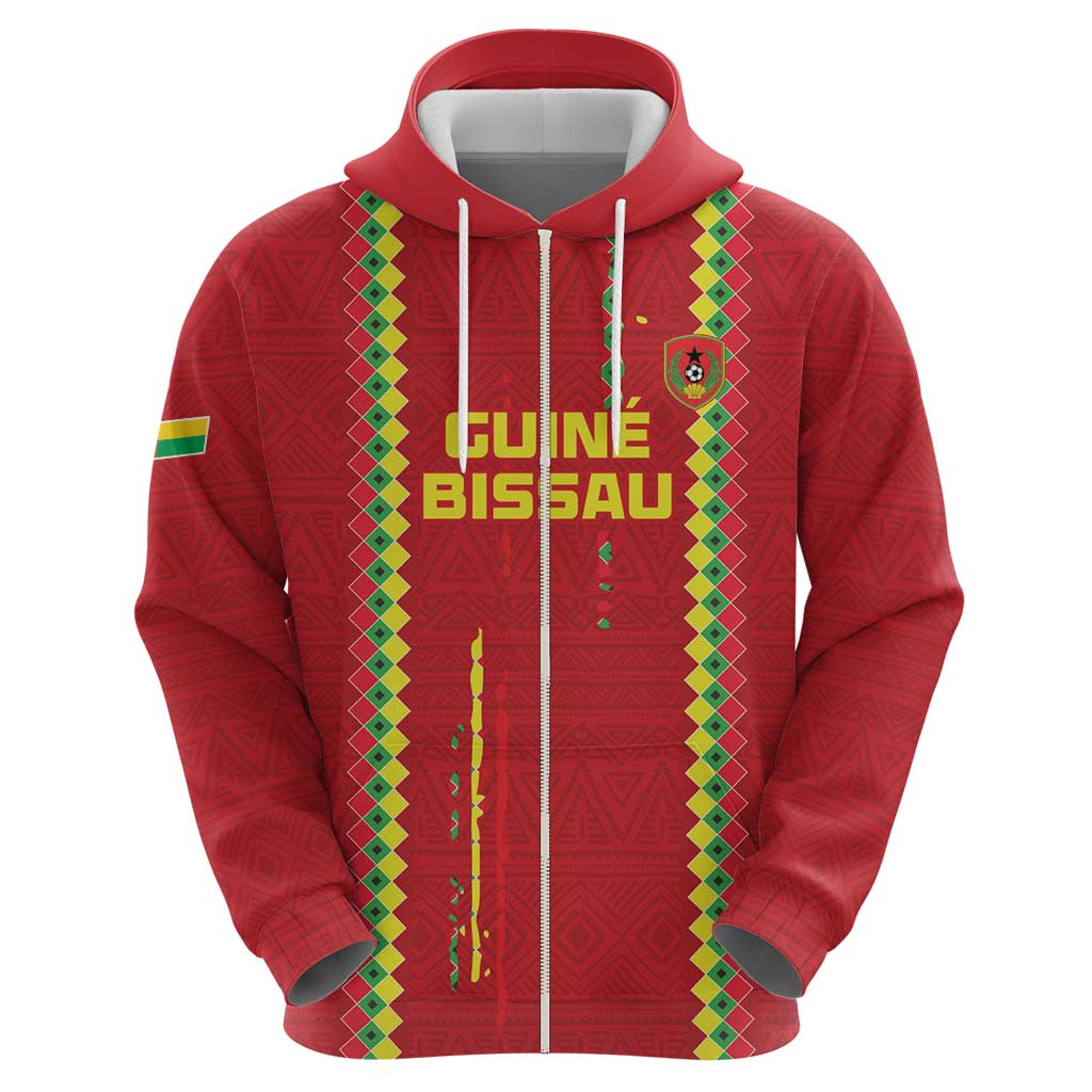 Custom Guinea Bissau Football Hoodie Go Djurtus - Red Ver LT15