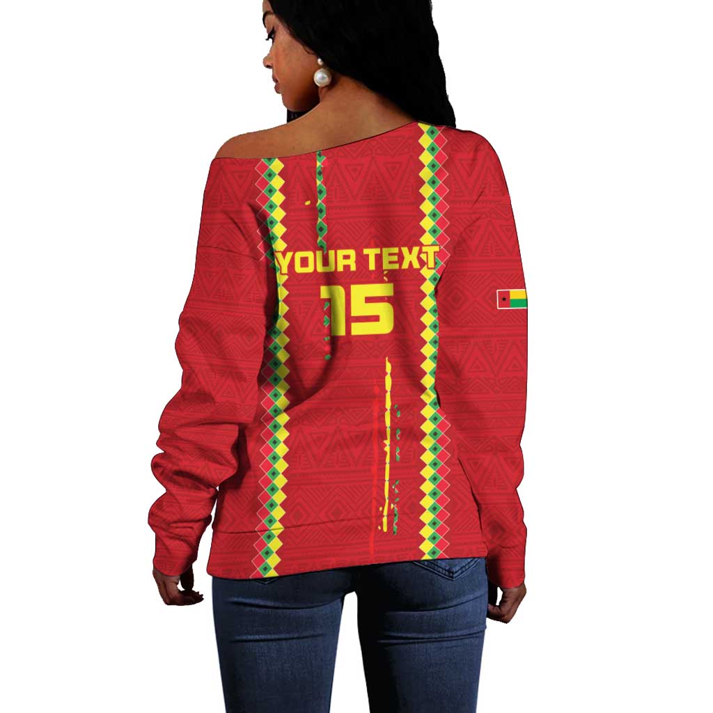 Custom Guinea Bissau Football Off Shoulder Sweater Go Djurtus - African Pattern LT15