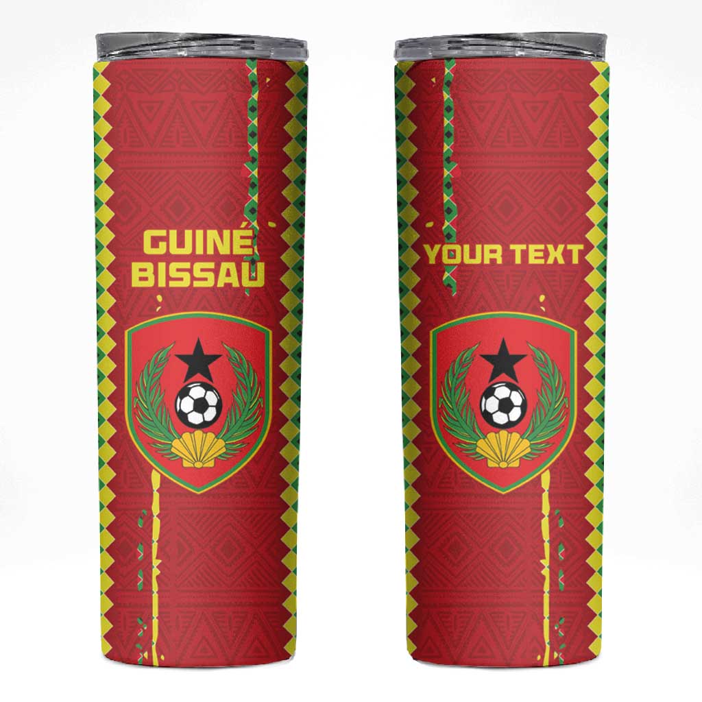 Custom Guinea Bissau Football Skinny Tumbler Go Djurtus - African Pattern LT15