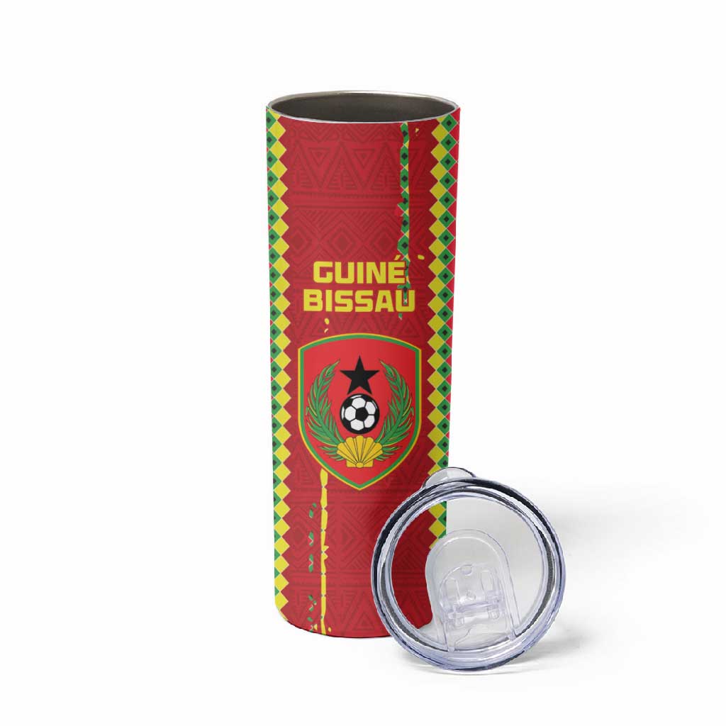 Custom Guinea Bissau Football Skinny Tumbler Go Djurtus - African Pattern LT15