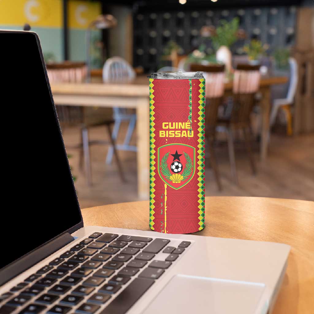 Custom Guinea Bissau Football Skinny Tumbler Go Djurtus - African Pattern LT15