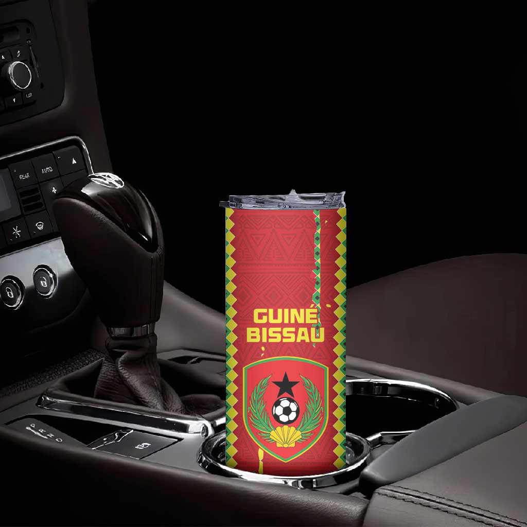Custom Guinea Bissau Football Skinny Tumbler Go Djurtus - African Pattern LT15