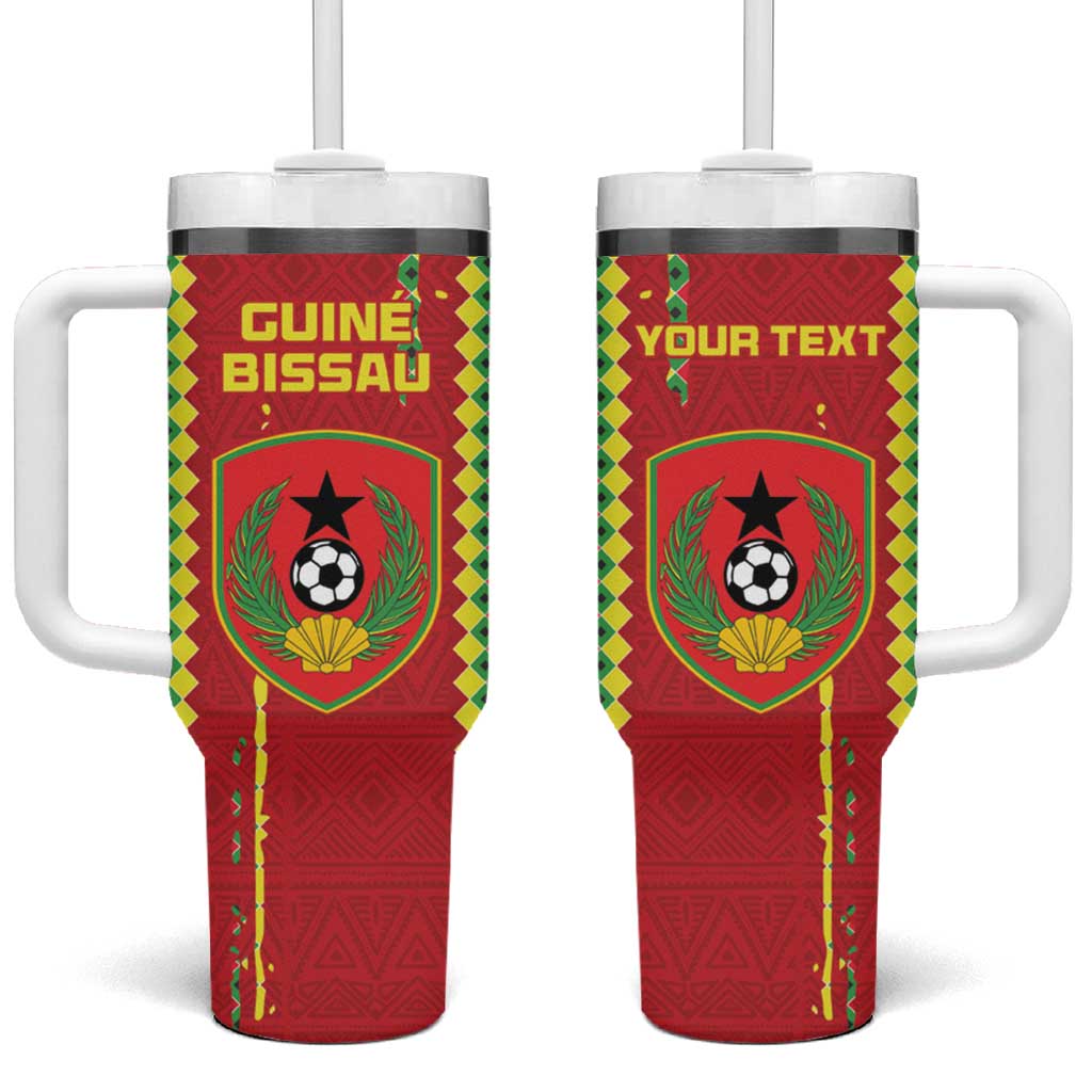 Custom Guinea Bissau Football Tumbler With Handle Go Djurtus - African Pattern LT15