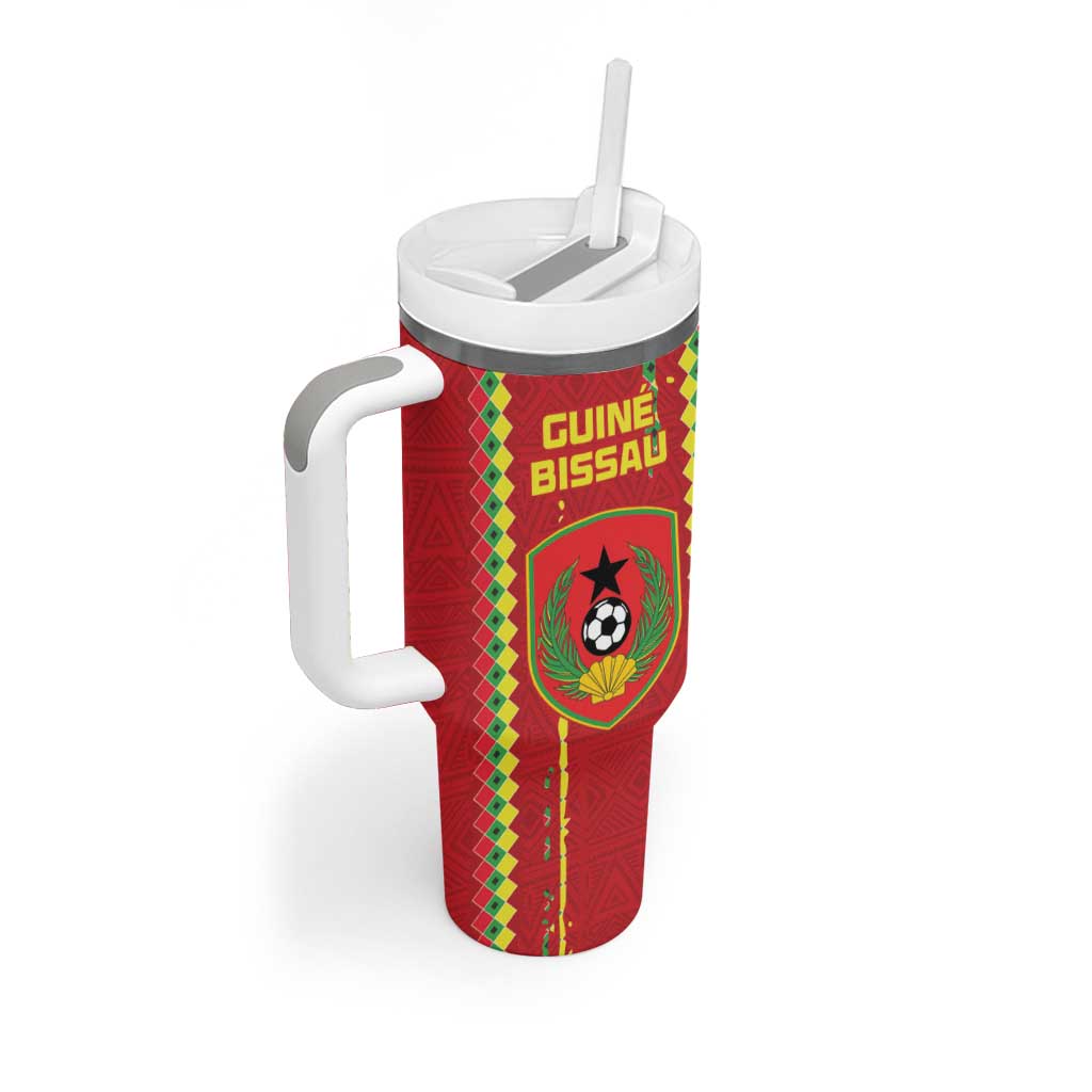 Custom Guinea Bissau Football Tumbler With Handle Go Djurtus - African Pattern LT15