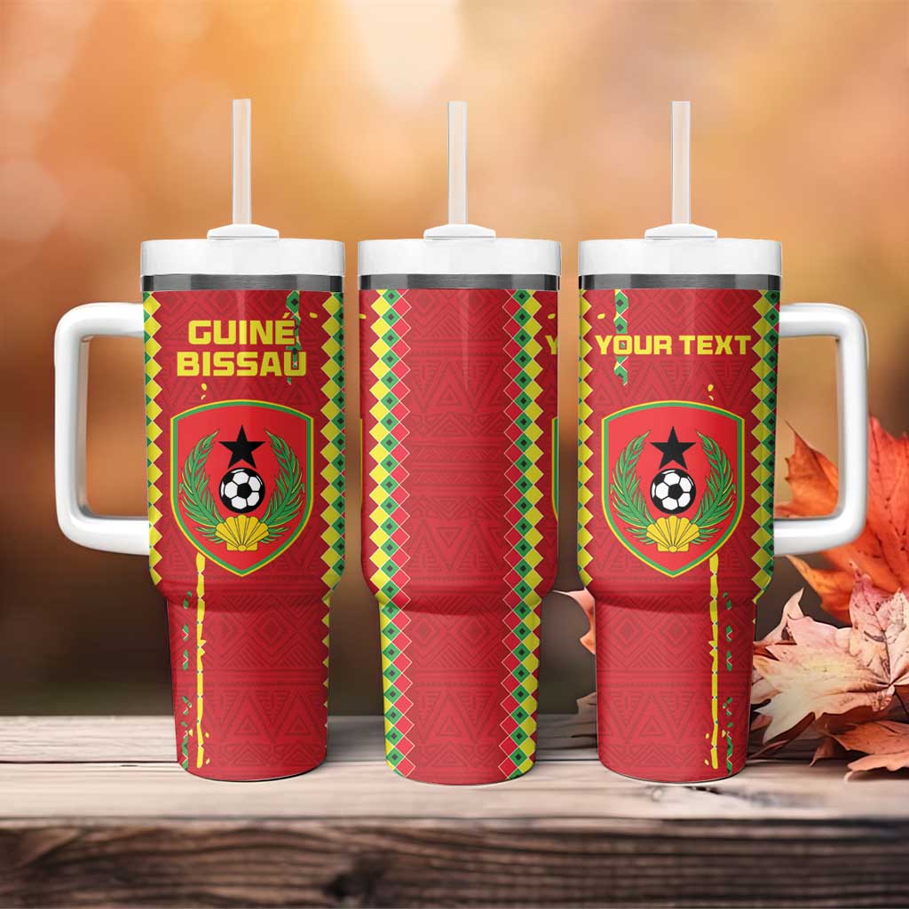 Custom Guinea Bissau Football Tumbler With Handle Go Djurtus - African Pattern LT15