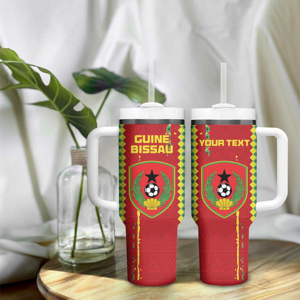 Custom Guinea Bissau Football Tumbler With Handle Go Djurtus - African Pattern LT15