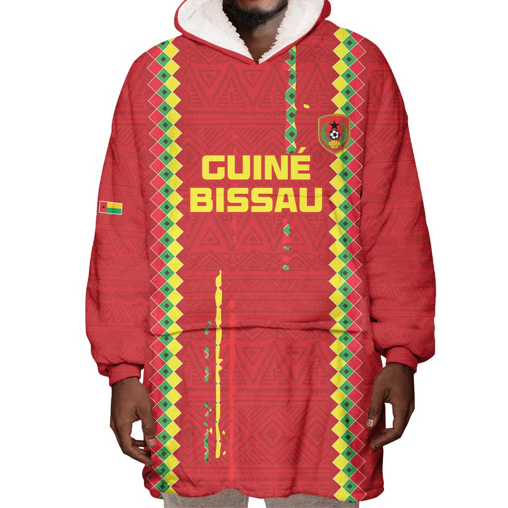 Custom Guinea Bissau Football Wearable Blanket Hoodie Go Djurtus - African Pattern LT15