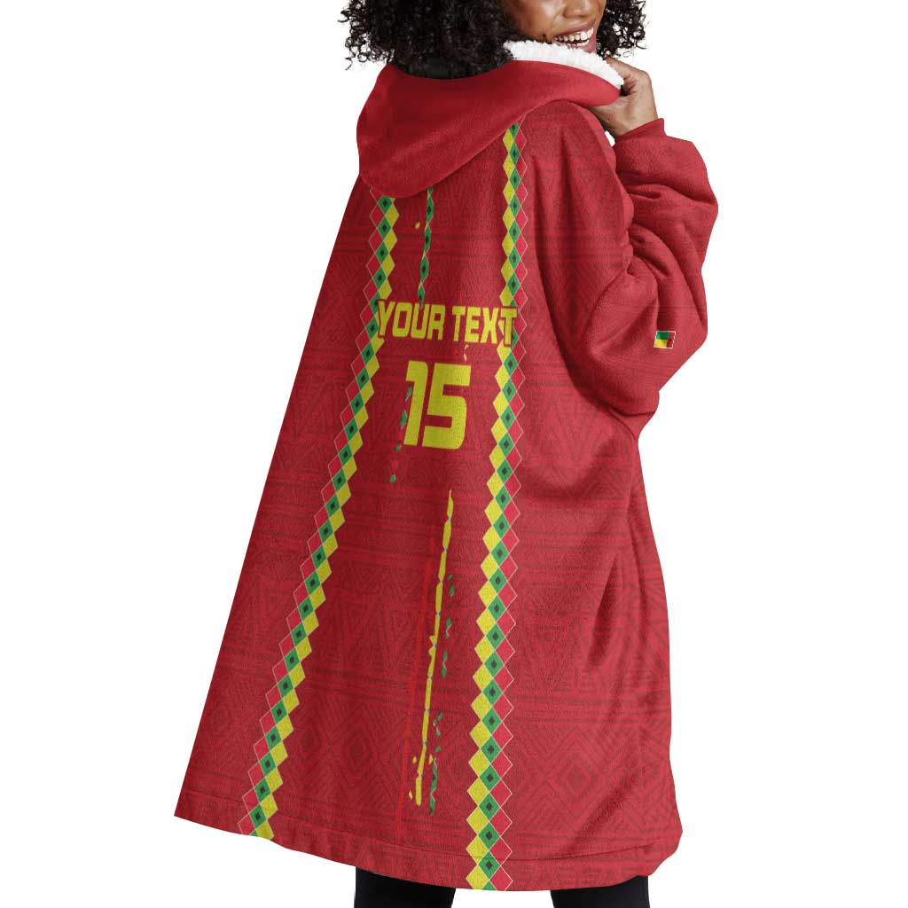 Custom Guinea Bissau Football Wearable Blanket Hoodie Go Djurtus - African Pattern LT15