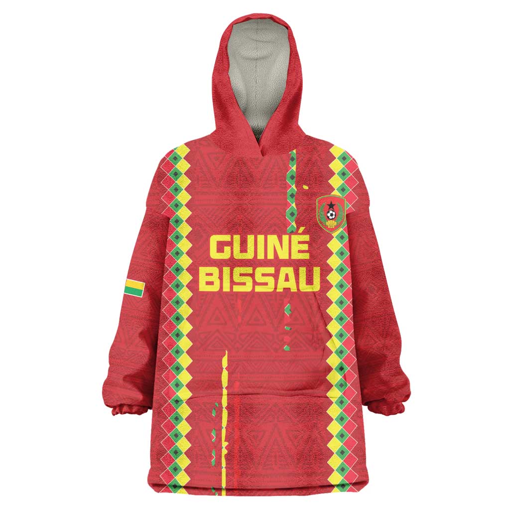 Custom Guinea Bissau Football Wearable Blanket Hoodie Go Djurtus - African Pattern LT15