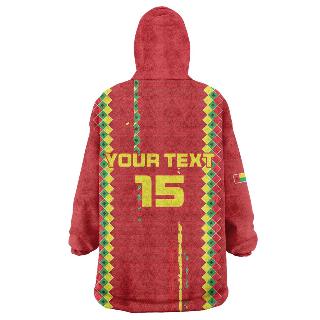 Custom Guinea Bissau Football Wearable Blanket Hoodie Go Djurtus - African Pattern LT15