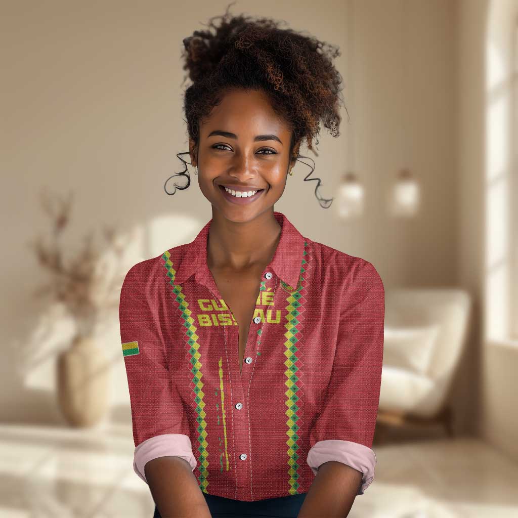 Custom Guinea Bissau Football Women Casual Shirt Go Djurtus - African Pattern LT15
