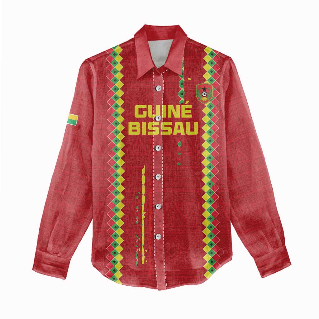 Custom Guinea Bissau Football Women Casual Shirt Go Djurtus - African Pattern LT15
