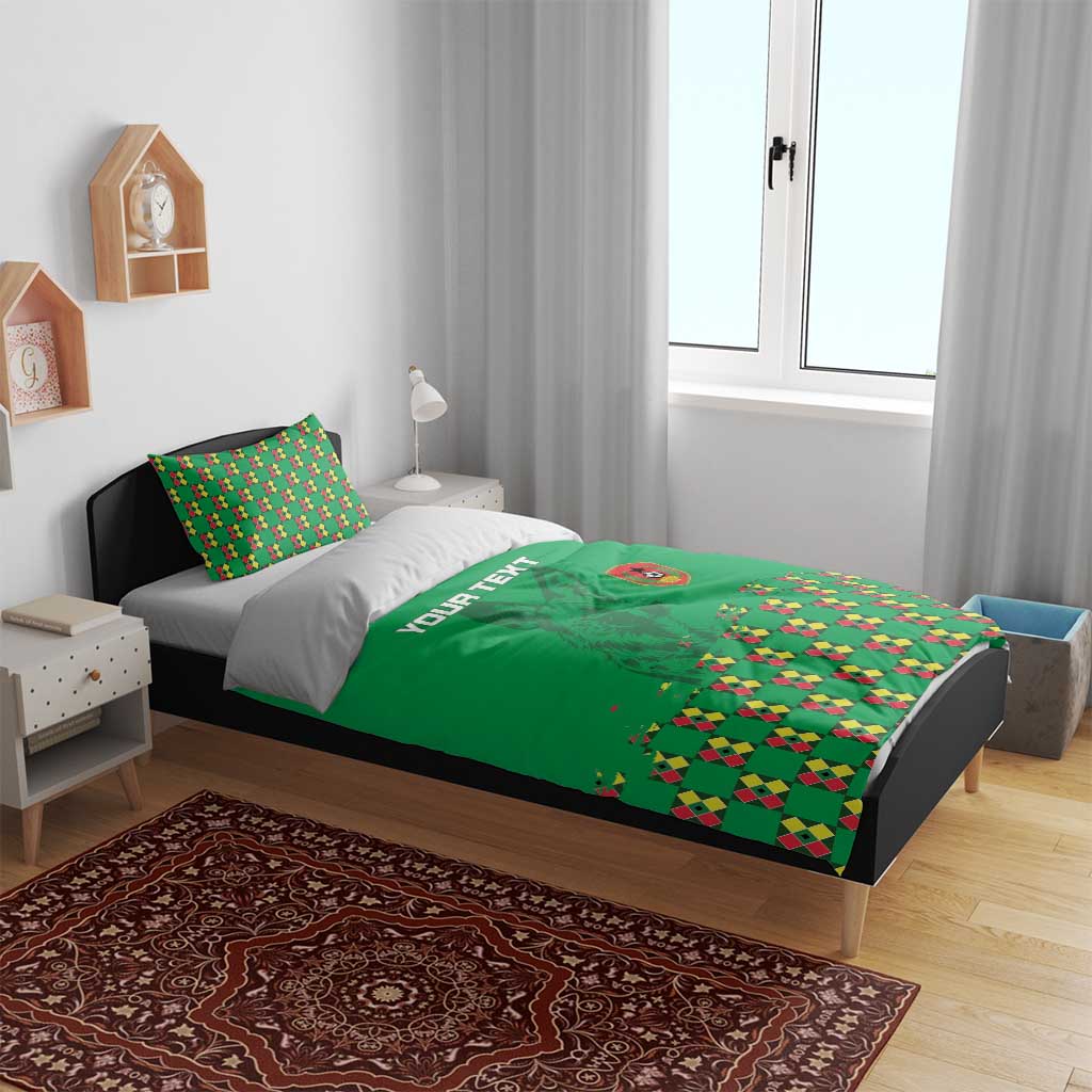 Custom Guinea Bissau Football Bedding Set African Wild Dog - Go Djurtus LT15