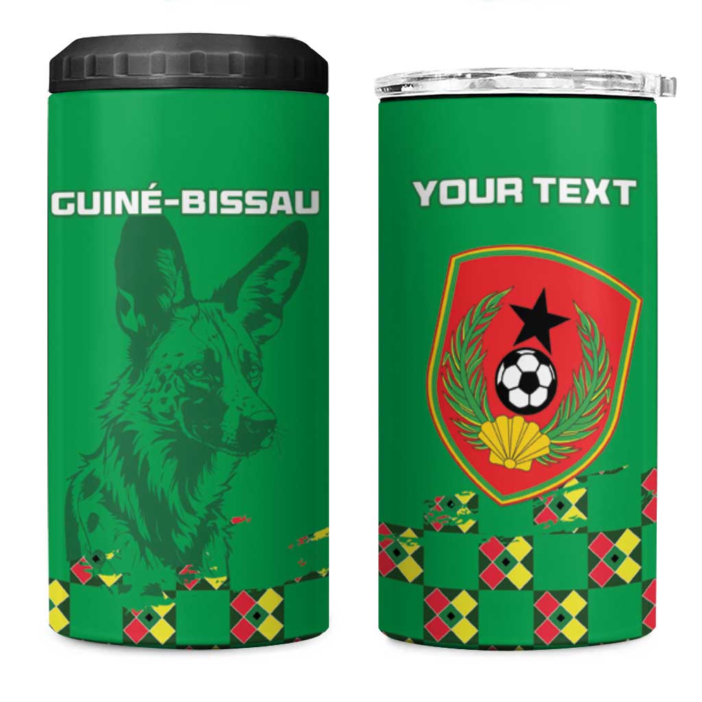 Custom Guinea Bissau Football 4 in 1 Can Cooler Tumbler African Wild Dog - Go Djurtus LT15