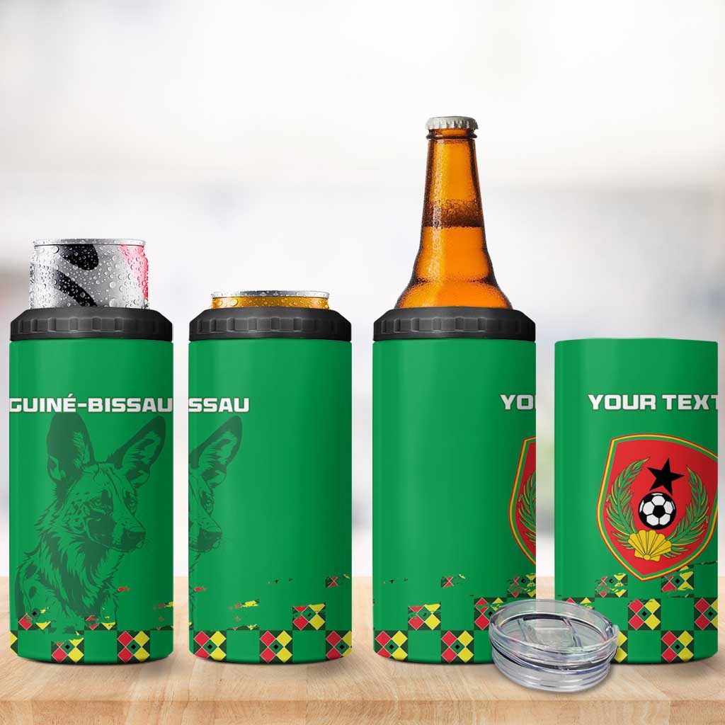 Custom Guinea Bissau Football 4 in 1 Can Cooler Tumbler African Wild Dog - Go Djurtus LT15
