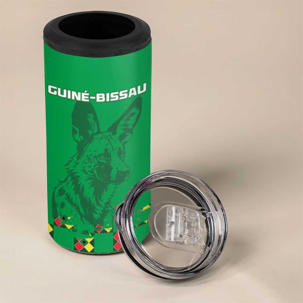 Custom Guinea Bissau Football 4 in 1 Can Cooler Tumbler African Wild Dog - Go Djurtus LT15
