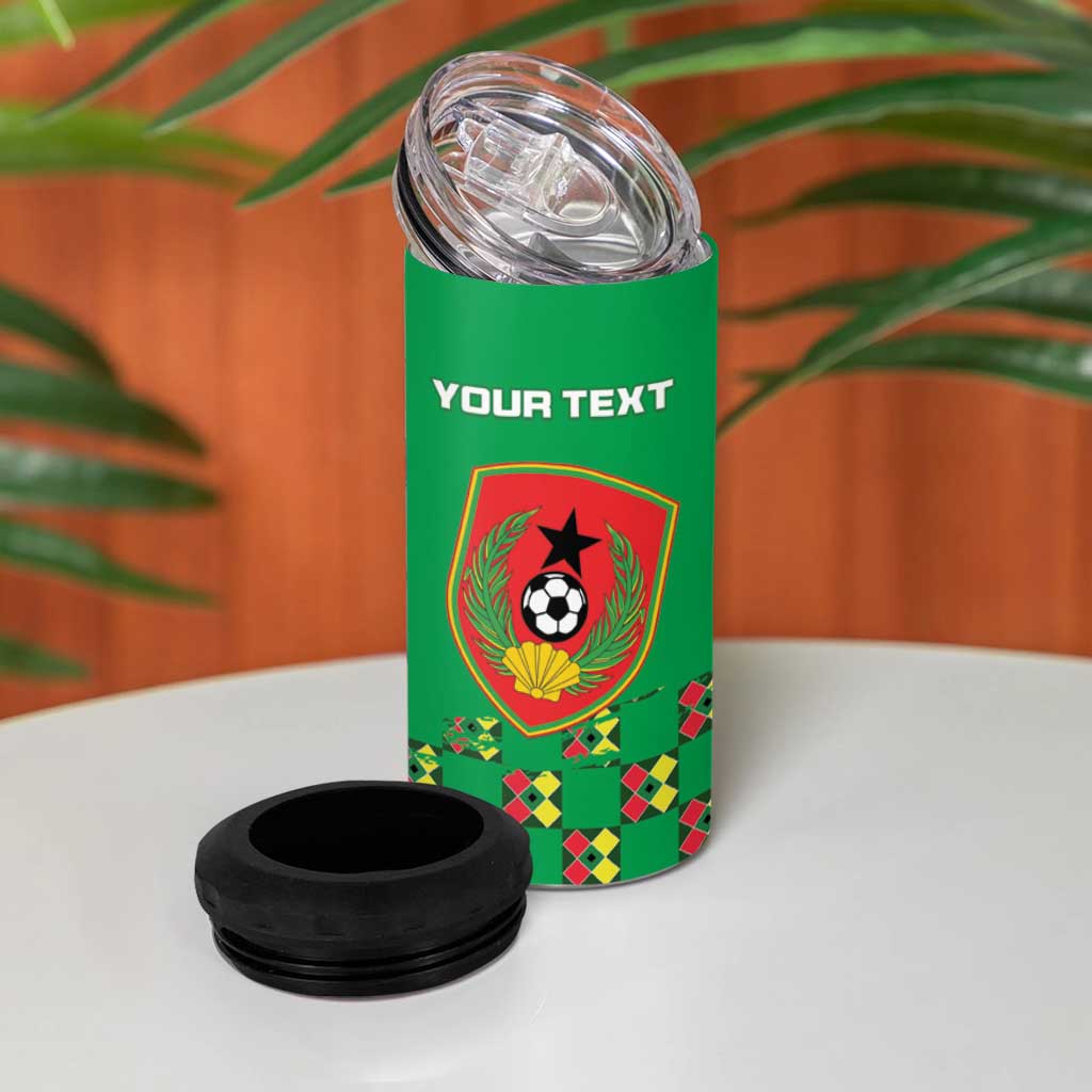 Custom Guinea Bissau Football 4 in 1 Can Cooler Tumbler African Wild Dog - Go Djurtus LT15