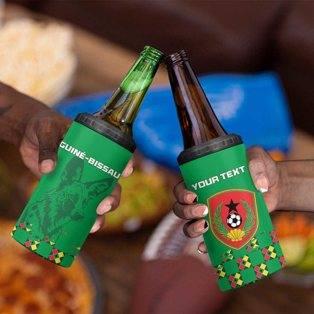 Custom Guinea Bissau Football 4 in 1 Can Cooler Tumbler African Wild Dog - Go Djurtus LT15