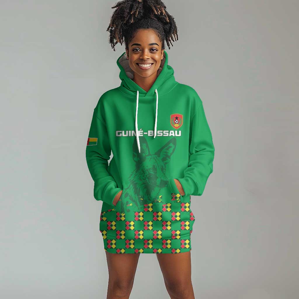 Custom Guinea Bissau Football Hoodie Dress African Wild Dog - Go Djurtus LT15