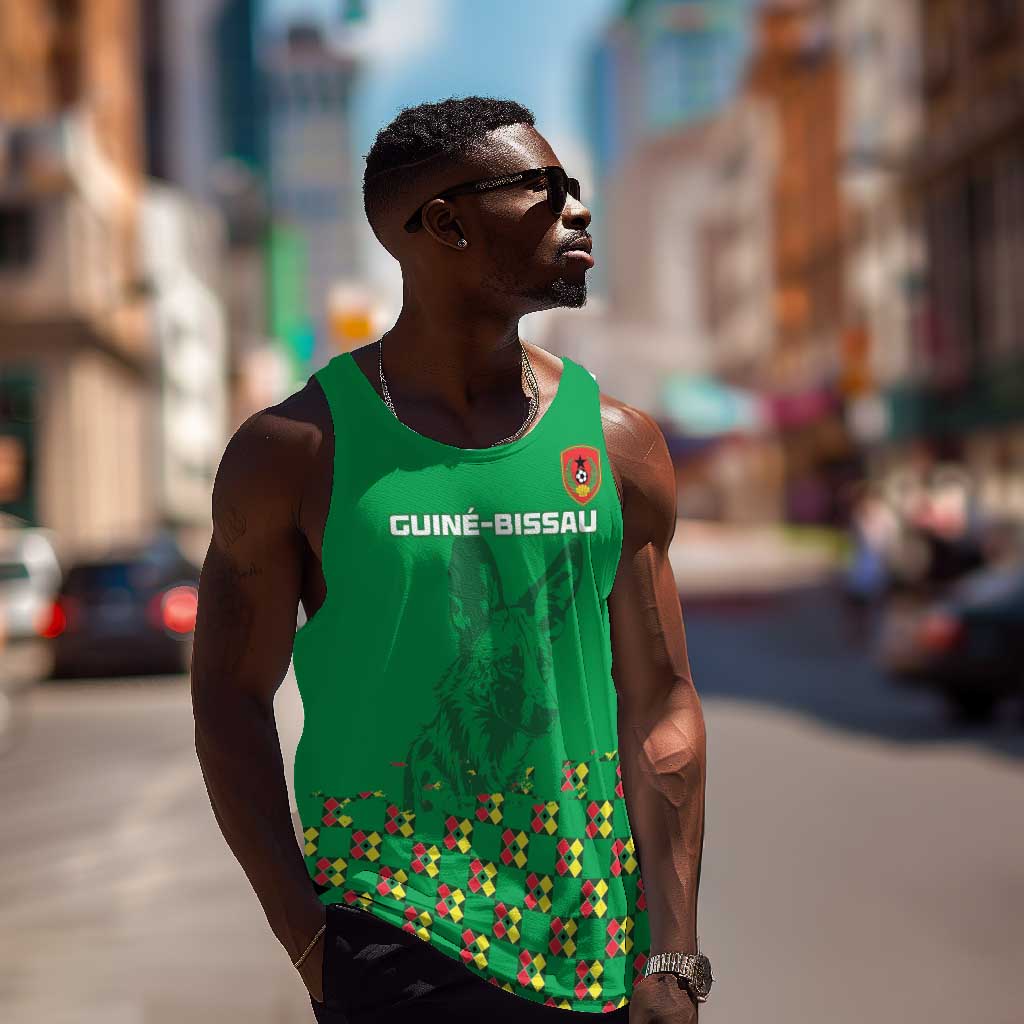 Custom Guinea Bissau Football Men Tank Top African Wild Dog - Go Djurtus LT15