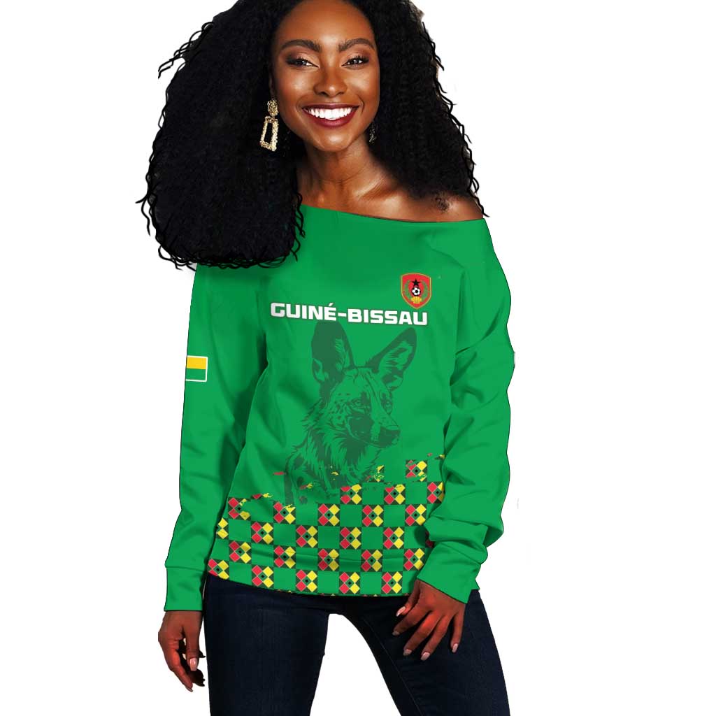 Custom Guinea Bissau Football Off Shoulder Sweater African Wild Dog - Go Djurtus LT15