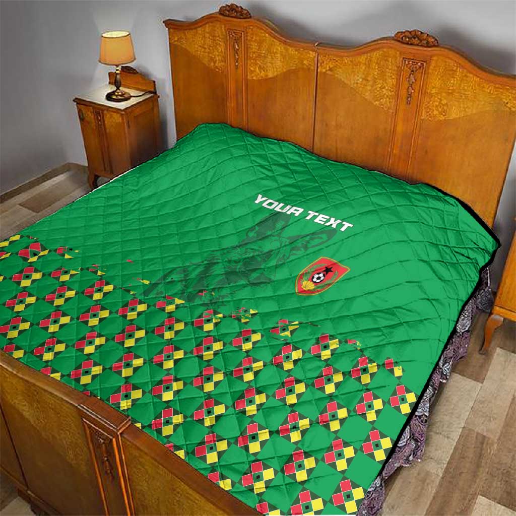 Custom Guinea Bissau Football Quilt African Wild Dog - Go Djurtus LT15