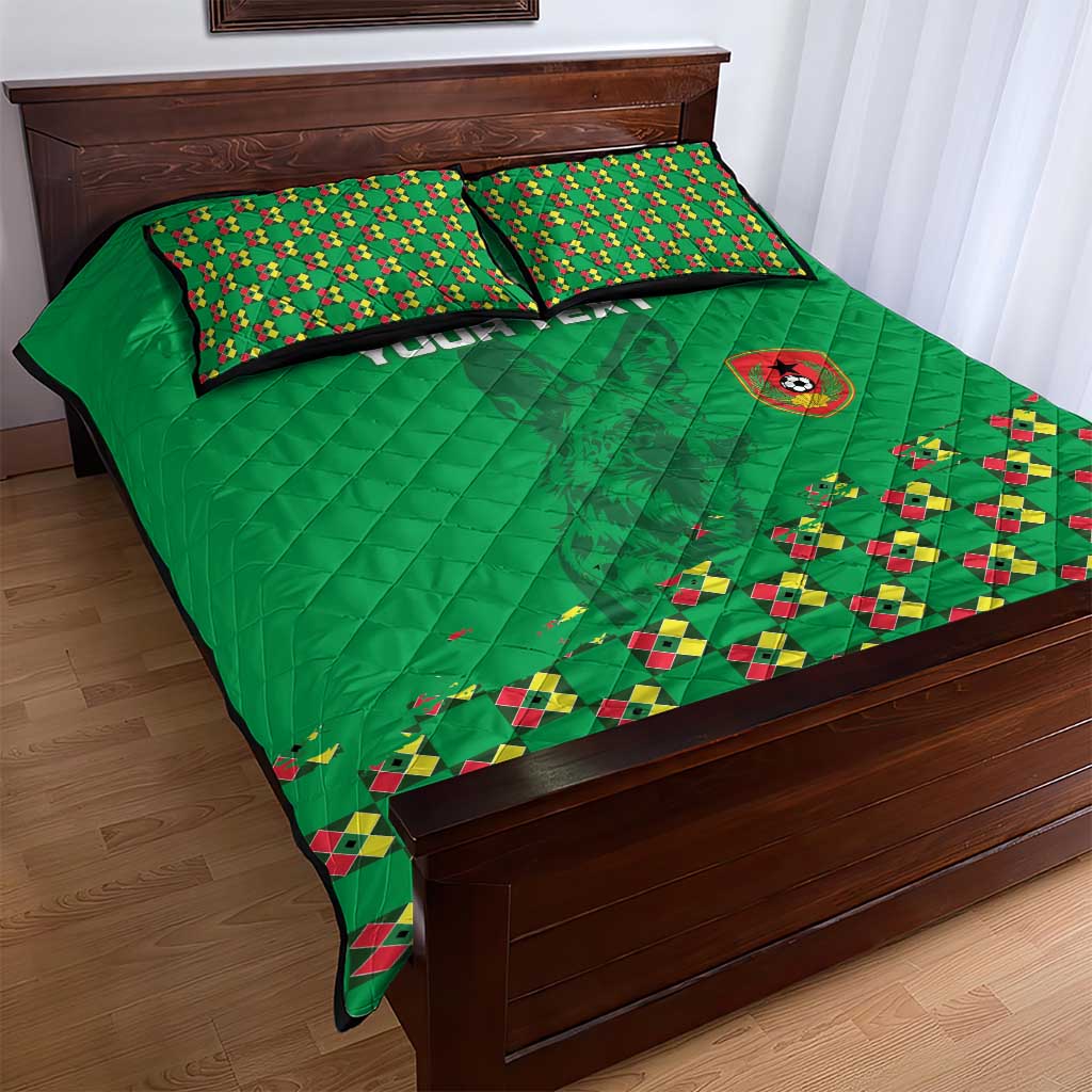 Custom Guinea Bissau Football Quilt Bed Set African Wild Dog - Go Djurtus LT15