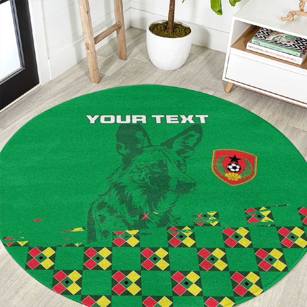 Custom Guinea Bissau Football Round Carpet African Wild Dog - Go Djurtus LT15