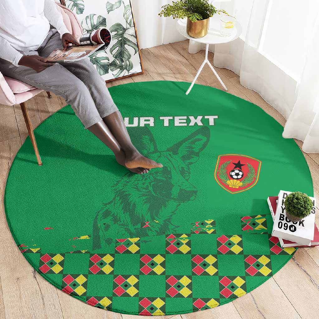 Custom Guinea Bissau Football Round Carpet African Wild Dog - Go Djurtus LT15